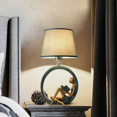 Creative Modern Art Ceramic Figurine LED Desk Dimmable Lamp freeshipping - Decordovia