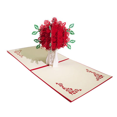 3x DIY Handmade Paper Rose Tree 3D Pop-up Folding Gift Greeting Cards Decordovia