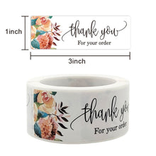 Load image into Gallery viewer, 1200PCS Thank You Floral Gift Seal Rectangle &quot;1x3&quot; Packaging Labels Decordovia
