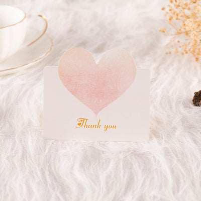 100Pcs DIY Handmade Heart Shape Thank You Folding Gift Greeting Cards Decordovia