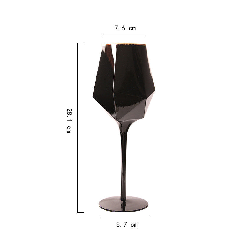 Black Elongated Stemmed Hexagonal Geometric Champagne Glass Flutes Decordovia